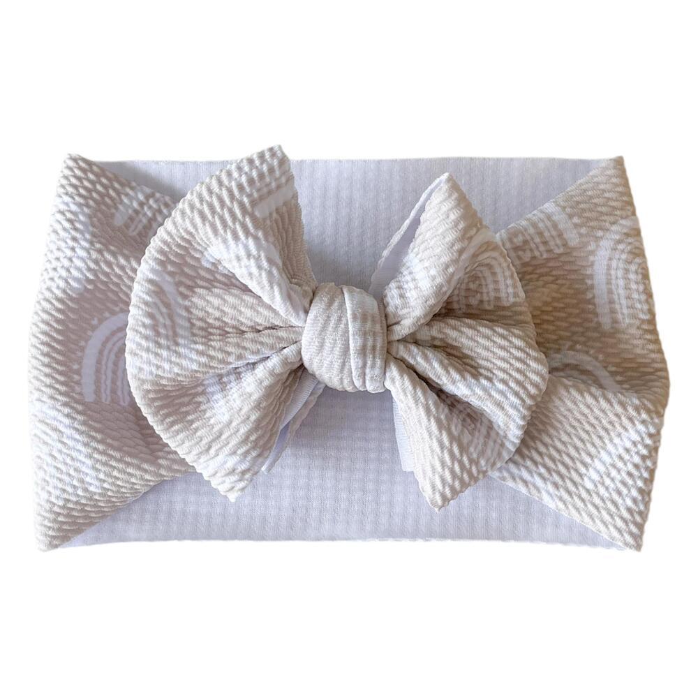 Cream Neutral Rainbows Headwrap Baby Bow